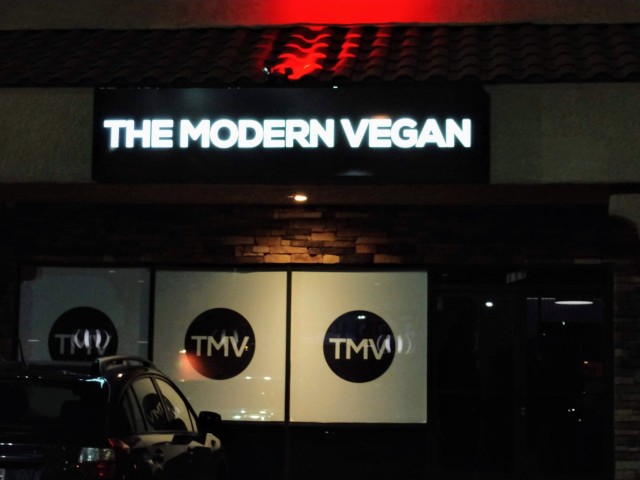 The entrance to The Modern Vegan restaurant.
